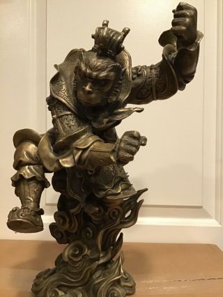 Chinese Buddhism Brass Ancient Myth,  Monkey King Sun Wukong Statue
