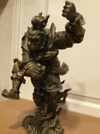 Chinese Buddhism Brass Ancient Myth,  Monkey king Sun Wukong statue 2