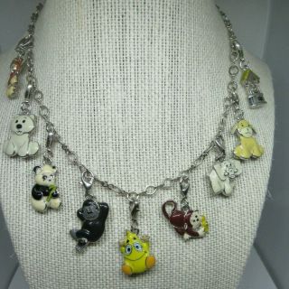 Webkinz Necklace With 9 Charms Wishing Well,  Dog,  Panda,  Monkey,  Elephant,  More