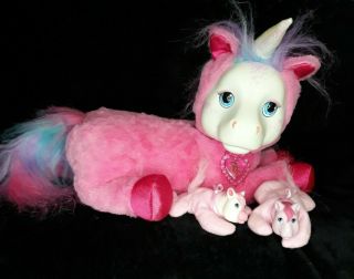Justplay Pony Surprise Ps Unicorn Pink Mommy Plush Toy With 2 Baby Ponies 2015