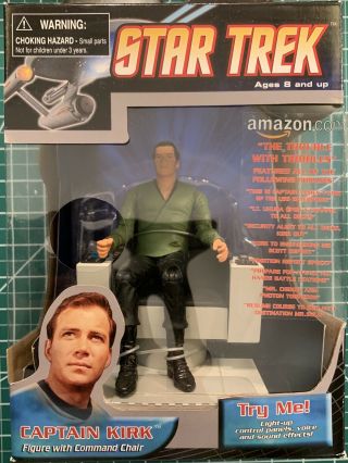 Diamond Select Star Trek Captain Kirk In Command Chair Amazon Tribbles Green