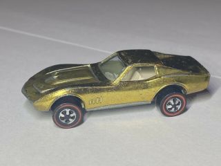 1968 Hot Wheels Redline (gold) Custom Corvette / White Interior Us