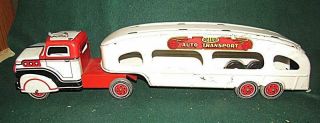Vintage Marx Deluxe 3 Auto Transport Tractor & Trailer Toy