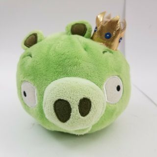 Angry Birds Plush King Pig Crown Stuffed Animal Bird Toy Bad Piggies 5 " Green