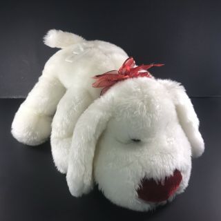 Dan Dee Puppy Dog Plush 19 " White Red Red Ears Heart Nose Valentine 