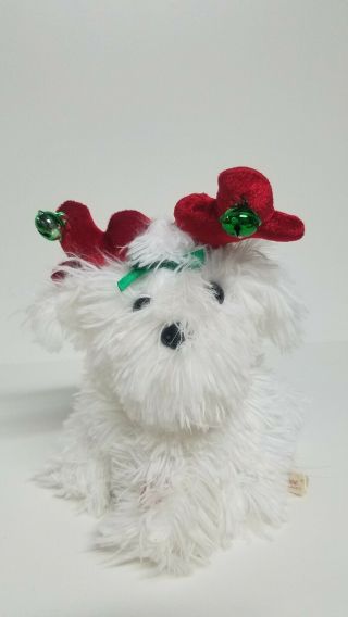 Dan Dee Christmas Musical " Jingle Bells " White Puppy Dog Plush Dances/spins 8 "