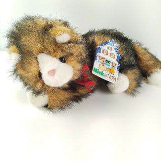 Nick And Noel Brown Calico Cat Plush 12 " With Bell Toys R Us Christmas Gift Tag