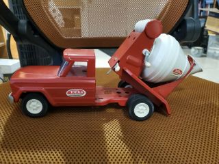 Pristine Vintage 1960s Tonka Cement Mixer Red Pressed Steel Toy