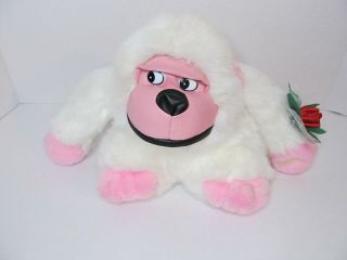 Vtg Toy - O - Rama Pink White Gorilla Pink Vinyl Face 8 " Fuzzy Plush Stuffed Animal