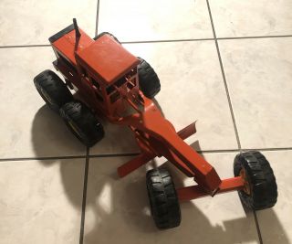 Vintage Tonka Toys Orange Farm Plow Metal Tractor In Good Shape