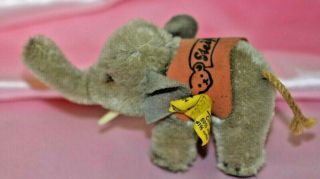 Vintage Steiff Elephant With Ear Tag And Red Saddle