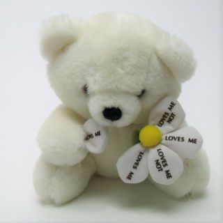 1986 Vintage Dakin Teddy Bear He Loves Me Not Flower Stuffed Plush Animal 9 "
