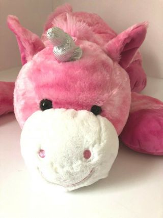 Hug Fun Unicorn Jumbo Plush 28 " Stuffed Toy Large Pink Euc - Perfect