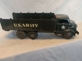 Vintage 1950 ' s Marx Lumar Pressed Steel U.  S.  Army Transport Truck 3