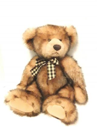 Russ Berrie & Co Madison Plush Bear Brown Stuffed Animal 14 "