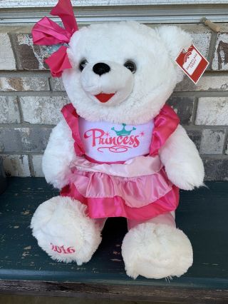 Dan Dee Snowflake Teddy Plush White Bear Princess Pink 2016 20 " P9