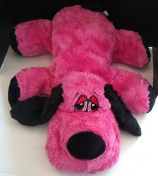 Plush Hot Pink Puppy Dog Dan Dee Soft Pillow Laying Floppy Stuffed Toy 26 "