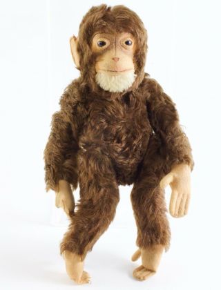 Vintage Steiff Jocko Jointed Monkey Head Turns Glass Eyes 11 "
