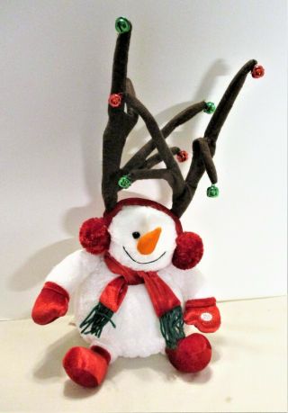 Plush Dan Dee Animated Musical Snowman W Antlers Plays " Let It Snow "