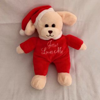 Dan Dee Christmas Teddy Bear Plush Stuffed Animal Red Sings Jesus Loves Me