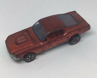 Vintage 1967 Hot Wheels Redline Custom Mustang Red With Red Interior.