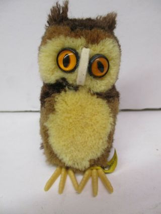 Vintage Miniature Steiff Pom Pom Woolie Owl W/button & Tag