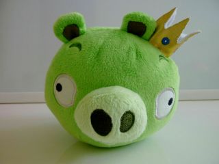 Angry Birds Plush King Pig Crown Stuffed Animal Bird Toy Bad Piggies 5 " Green