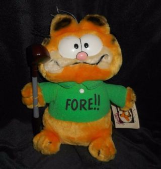9 " Vintage R Dakin Baby Garfield Fore Golf Club Stuffed Animal Plush Toy W/ Tag