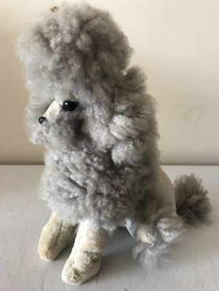 12 " Large 1950’s 1960’s Grey Plush Poodle Rare Mid Century Vintage Soft Toy Dog