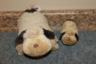2010 Brown Dog My Pillow Pets Pee Wees Set Pair 1 - Small 1 - Large Pair