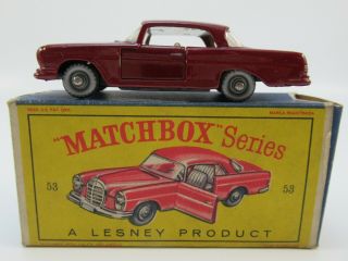 Matchbox 53,  Mercedes Benz Coupe 220 Se,  Boxed Vintage Lesney Model
