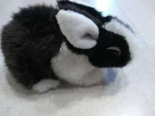 Vtg Semo America Plush Bunny Rabbit 7 " Black White Stuffed Animal Toy