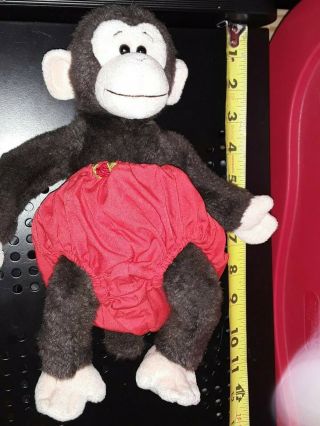 Gund Pee Wee Monkey Brown Plush Stuffed Animal Toy 11 " 2627 With Red Shorts