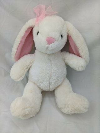 Dan Dee White Rabbit Plush Bunny 14 " Pink Bow Ears Stuffed Animal Toy