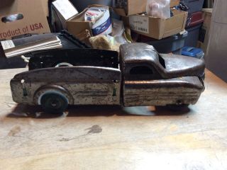 Antique 1930s 1940s Pressed Tin Buddy L Truck Wooded Wood Wheels Parts Or Fix