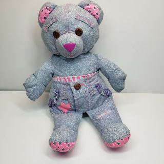 Doodle Bear Teddy Bear Plush Stuffed Animal Toy 16 " Tyco Blue Pink Purple