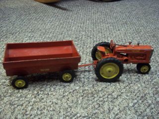 Tru Scale Tractor With Trailer Yellow Rims Old Farm Toy