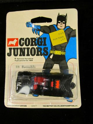 1976 Corgi Junior 69 Batman Batmobile 1:64 Diecast Moc Package Has Wear