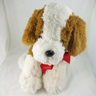 Dan Dee Plush Dog Brown White Shaggy Floppy Stuffed Animal Soft Toy 14 "