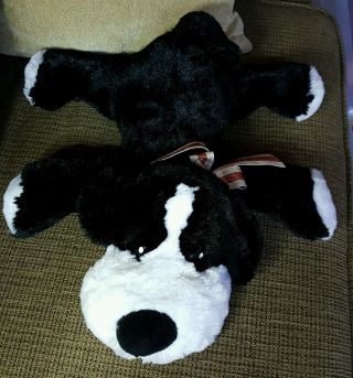 Dan Dee Dandee Collectors Choice 17 " Black & White Puppy Dog Plush Striped Bow