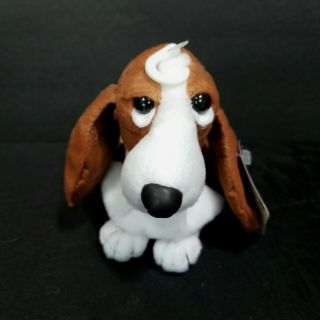 Hush Puppies Plush Brown Dog Basset Hound Stuffed Animal White Applause 6 " Long
