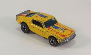 RARE HOT WHEELS RED LINE ENAMEL 1975 YELLOW MUSTANG STOCKER BLUE & RED TAMPO 3