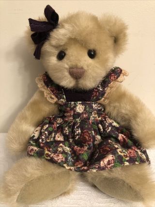 First & Main Ester Tan Teddy Bear Corduroy Dress W/ Bow Stuffed Plush 13 " Htf