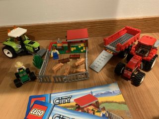 Lego City Pig Farm & Tractor (7684) And Bonus Tractors (7634)