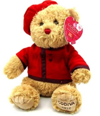 Godiva 2012 Gund W/tag Teddy Bear Plush W/ Red Shirt & Beret Stuffed 047084