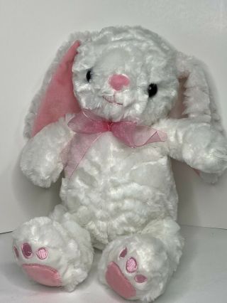 Dan Dee Bunny Rabbit Plush White Soft 12” Stuffed Animal W/pink Bow Easter