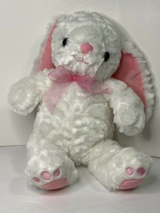 Dan Dee Bunny Rabbit Plush White Soft 12” Stuffed Animal W/Pink Bow Easter 3