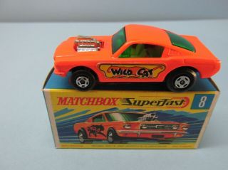 Matchbox Superfast 8b Mustang Dragster Pink - Orange / Dark Gray - Charcoal Base