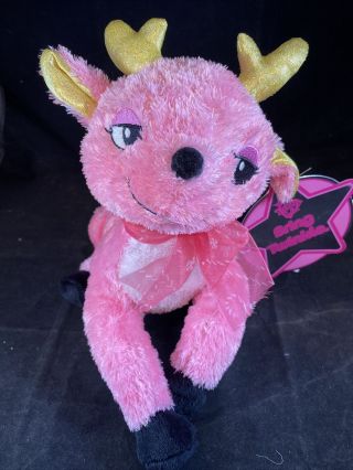 Club Libby Lu - Pink Laying Deer Reindeer Plush Toy 10 "