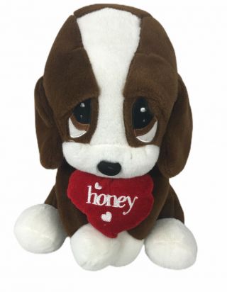 Sad Sam & Honey Dan Dee Valentine 12” Plush Dog Brown & White Stuffed Animal